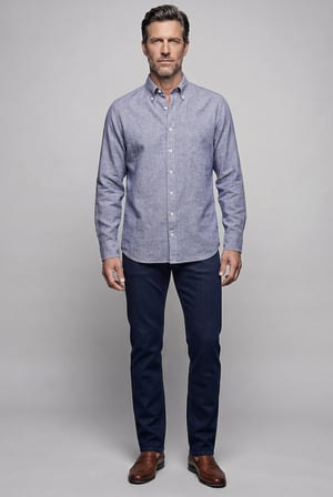Bisse İndigo Regular Fit Cepsiz  Uzun Yaka Gömlek BSGMKTN26333_12