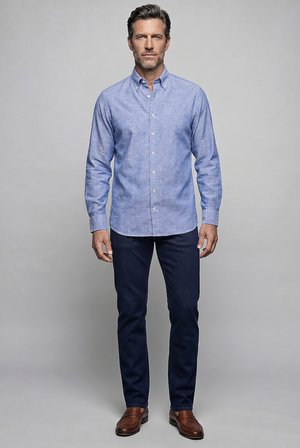 Bisse Koyu Lacivert Regular Fit Cepsiz   Uzun Yaka Gömlek BSGMKTN26333_36