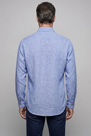 Bisse Koyu Lacivert Regular Fit Cepsiz   Uzun Yaka Gömlek BSGMKTN26333_36
