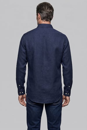 Bisse Lacivert Regular Fit Cepsiz Koyu  Uzun Yaka Gömlek BSGMKTN26333_40