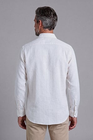 Bisse Haki Regular Fit Keten Cepsiz Uzun Paşa Yaka Gömlek GMKTN261093_E49
