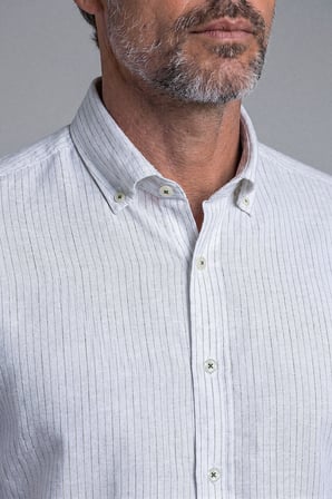 Bisse Haki Regular Fit Keten Cepsiz Uzun Paşa Yaka Gömlek GMKTN261093_E49