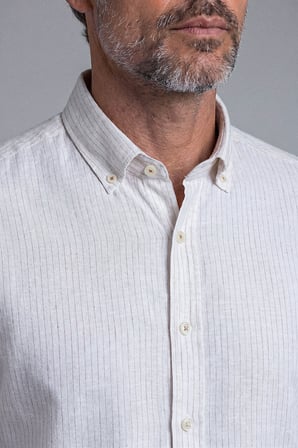 Bisse Kahverengi Regular Fit Keten Cepsiz Uzun Paşa Yaka Gömlek GMKTN261093_K11