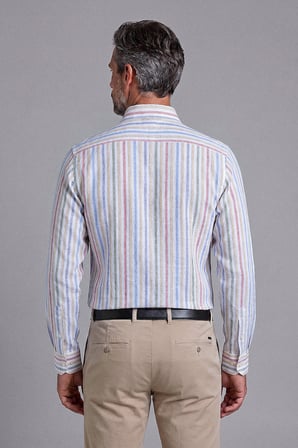 Bisse Bej Regular Fit Keten Cepsiz Uzun Paşa Yaka Gömlek GMKTN261092_C07