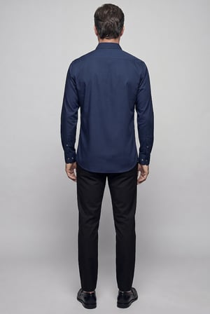 Bisse Lacivert Regular Fit Pamuk Cepsiz Uzun Paşa Yaka Gömlek GMKLS261089_D39