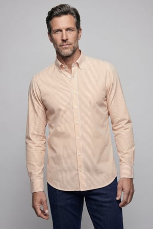 Bisse Oranj Regular Fit Pamuk Cepsiz  Yaşa Yaka Uzun Gömlek GMCZG261088_13118