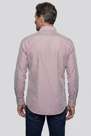 Bisse Bordo Regular Fit Pamuk Cepsiz Yaşa Yaka Uzun Gömlek GMCZG261088_C25