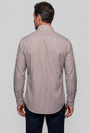 Bisse Kahve Regular Fit Pamuk Cepsiz Yaşa Yaka Uzun Gömlek GMCZG261088_K11