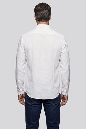 Bisse Beyaz Regular Fit Cepsiz Uzun Paşa Yaka Gömlek GMKTN261086_01