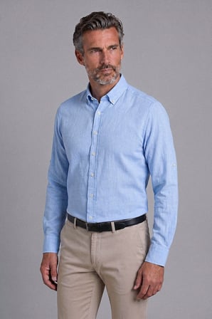Bisse Mavi Regular Fit Cepsiz Uzun Paşa Yaka Gömlek GMKTN261086_35