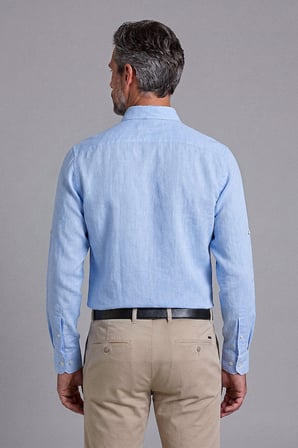 Bisse Mavi Regular Fit Cepsiz Uzun Paşa Yaka Gömlek GMKTN261086_35