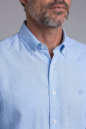 Bisse Mavi Regular Fit Cepsiz Uzun Paşa Yaka Gömlek GMKTN261086_35