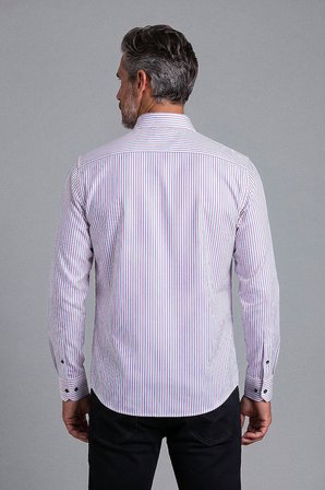 Bisse Kırmızı Regular Fit Pamuk Cepsiz Uzun Paşa Yaka Gömlek GMCZG261031_E24