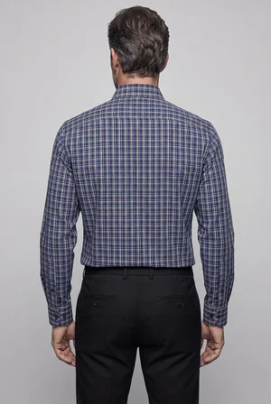 Bisse Lacivert Regular Fit Cepsiz Uzun Yaka Gömlek GMEKS261056_39