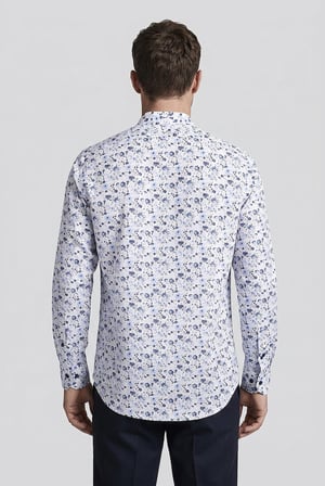 Bisse Lacivert Regular Fit Keten Cepsiz Uzun Hakim Yaka Gömlek BSGMKTN26307_C39