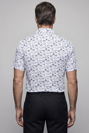 Bisse Lacivert Regular Fit Keten Cepsiz Bisse Studio Kısa Apaj Yaka Gömlek BSGMKTN26331_C39