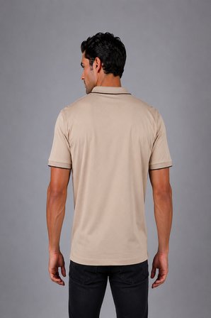 Bisse Bej Çerçeve Polo Yaka Fermuarli T-shirt TS26Y26102_C07