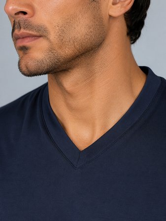Bisse Lacivert V Yaka Basic T-shirt TS26Y26101_D39