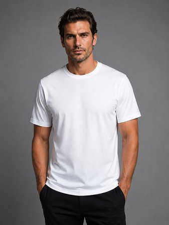 Bisse Beyaz Bisiklet Yaka T-shirt TS26Y26100_D01