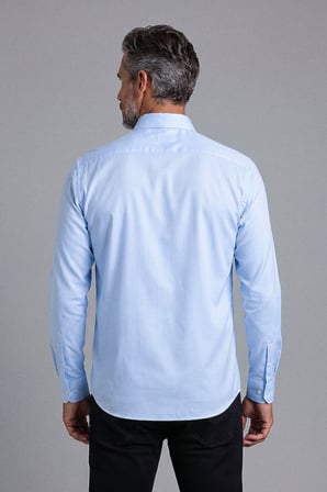 Bisse Mavi Regular Fit Pamuk Cepsiz Klasik Uzun Yaka Gömlek GMKLS252190_D35