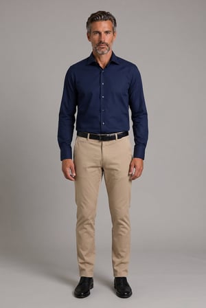 Bisse Lacivert Regular Fit Pamuk Cepsiz Klasik Uzun Yaka Gömlek GMKLS252203_D39