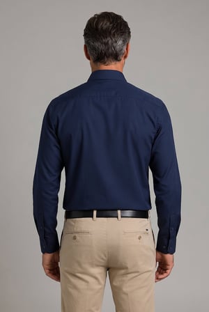 Bisse Lacivert Regular Fit Pamuk Cepsiz Klasik Uzun Yaka Gömlek GMKLS252203_D39