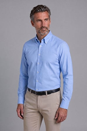 Bisse Mavi Regular Fit Pamuk Cepsiz Düğmeli Uzun Yeni̇ Büyük Yaka Gömlek GMOKS261003_35