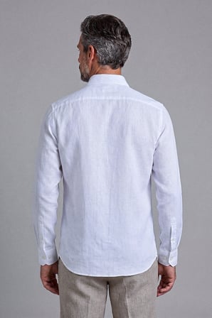Bisse Beyaz Uzun Kol Keten Paşa Yaka Cepsi̇z Gömlek BSGMKTN263036_01