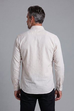 Bisse Bej Regular Fit Pamuk Cepsiz Uzun Paşa Yaka Gömlek GMARS261083_C07