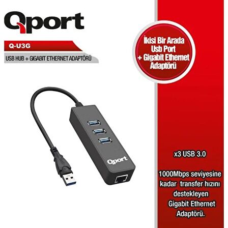 Q-PORT Q-U3G USB3.0 => 3*USB3.0+Gigabit Ethernet