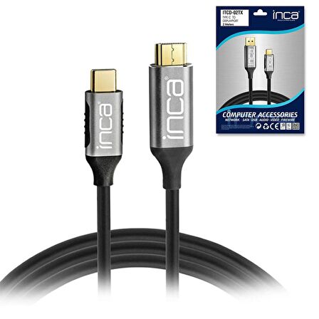 Inca ITCD-02TX  Type C to Display Port Altın Uçlu 4K 2 Metre Kablo