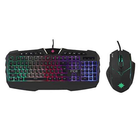 Inca Ruthless IKG-310 Rainbow Effect Oyuncu Gaming Klavye + Mouse Seti