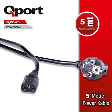 QPORT Q-POW5 5.0m KASA POWER KABLOSU