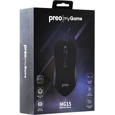 Preo MG15 Rgb Led Kablolu Gaming Mouse Siyah