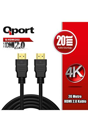 Q-hdmı202 Altın Uçlu 20 Metre 4k Hdmı2.0 Kablo