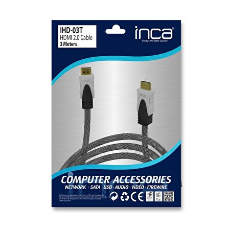 Inca IHD-03T 2.0V 3 Metre 4K Full HD 2160P Hdmi to Hdmi Kablo