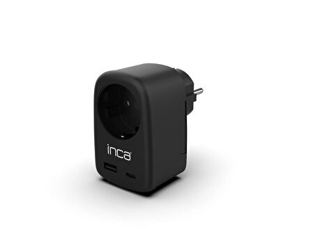 Inca IPW-42SY 1Port 12W USB+Type-C Akım Korumalı  Duvar Priz - Siyah 