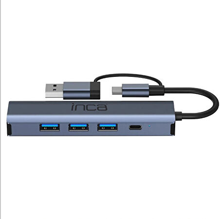 Inca IUTP-5T USB/Type-C Hub X3 USB 3.0 + Type-C+Ethernet RJ45 Çoklayıcı Aluminyum Kasa 