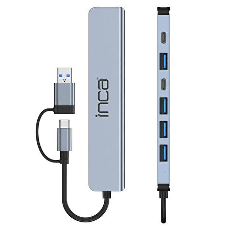 Inca IUTP-7T USB/Type-C Hub x7 Alüminyum Çoklayıcı 