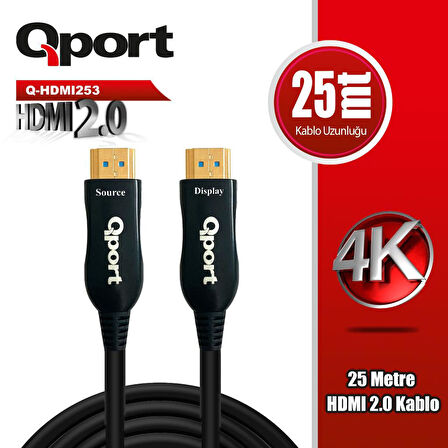 Qport Q-HDMI253 25m 2.0V 4K 60 Hz Altın uçlu kablo