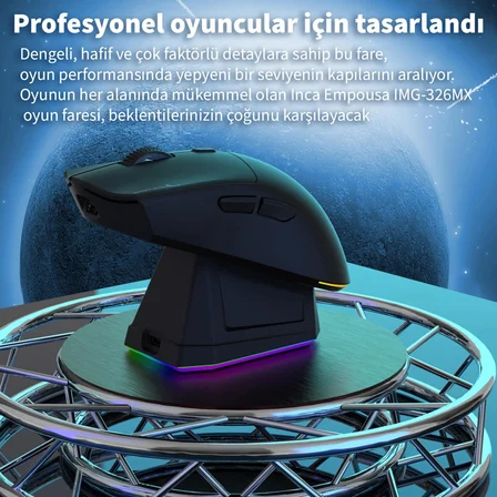Inca IMG-326MX Empousa Bluetooth+Wireless+Wired 3 Mod Rechargeable 8000 Dpi 6D Macro Keys  Gaming Mouse 