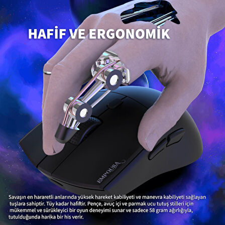 Inca IMG-326MX Empousa Bluetooth+Wireless+Wired 3 Mod Rechargeable 8000 Dpi 6D Macro Keys  Gaming Mouse 