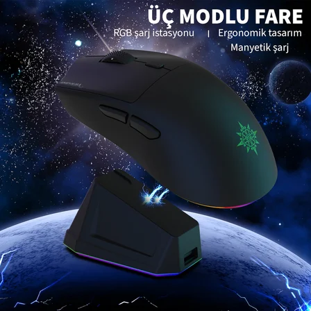 Inca IMG-326MX Empousa Bluetooth+Wireless+Wired 3 Mod Rechargeable 8000 Dpi 6D Macro Keys  Gaming Mouse 