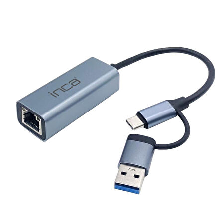 Inca IUTP-01T USB3.0 & Tip-C=>gigabit RJ45 Ethernet adaptör