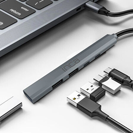 Inca IUTP-06T 15cm Tip-C+USB=>1*USB3.0+2*USB2.0+ PD100W