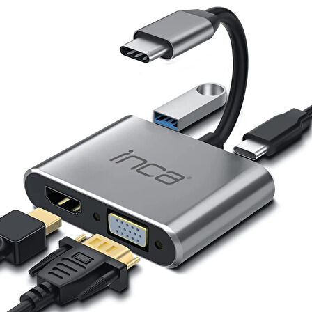 Inca ITPC-06T  15cm Tip-C=>HDMI+VGA+USB hub