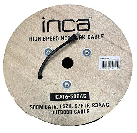 Inca ICAT6-500AG 500m CAT6 S/FTP dış ortam  23 AWG siyah kablo