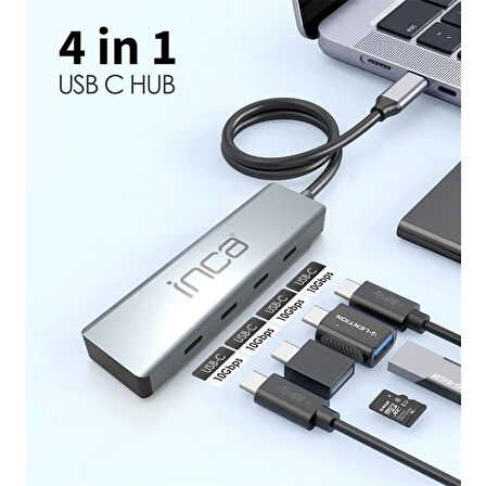 ONTECH - Inca Itpt-4t Type-c Hub X4 Type-c Port 3.1 10gbps Alumınyum Kasa Çoklayıcı