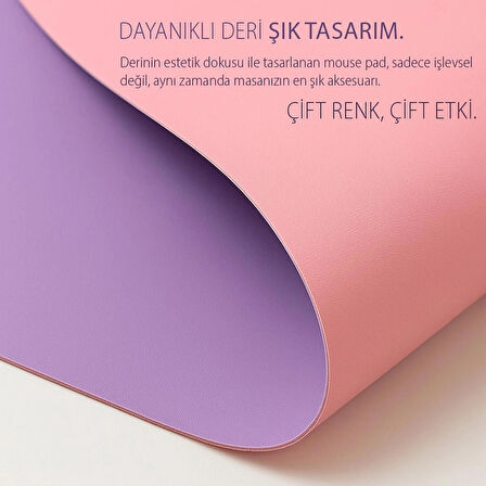 IMP-019 PU Deri Mousepad Çift Taraflı Masa Matı 80x30 Kaymaz Su Geçirmez