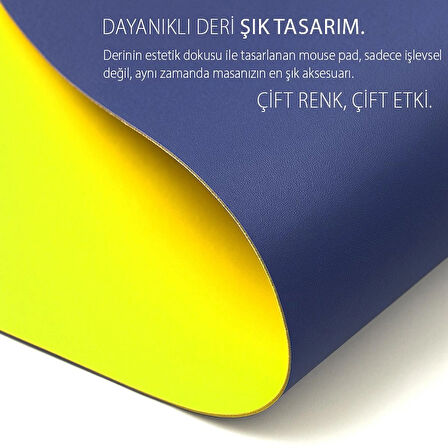 IMP-019 PU Deri Mousepad Çift Taraflı Masa Matı 80x30 Kaymaz Su Geçirmez